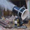 Spraystream S7.5 suppressing dust at demolition site.